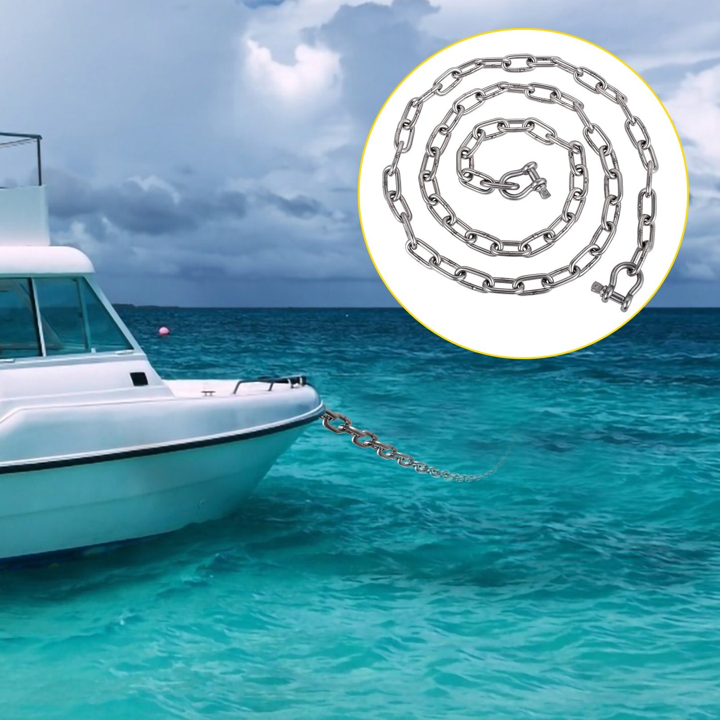 VEVOR Anchor Chain, 20\' x 5/16\" 316 Stainless Steel Chain, 3/8\" Anchor Chain