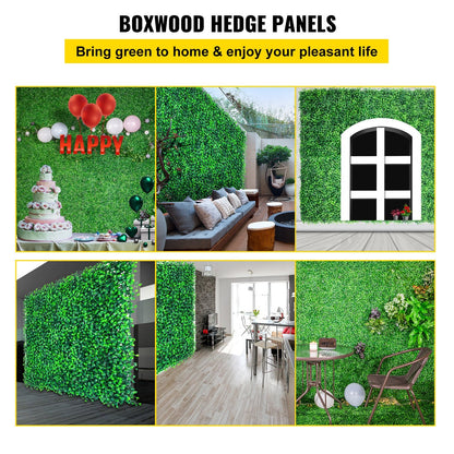 Artificial Boxwood Hedge Panels, 6 Pack, 1.5 Sq. M, 4 cm Thick for Indoor/Outdoor