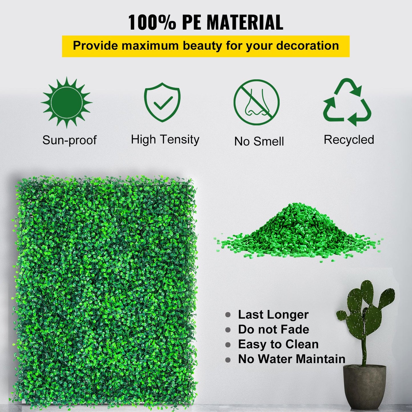 VEVOR Artificial Boxwood Panels, 6 PCS50.8x50.8cmBoxwood Hedge Wall Panels, PE Artificial