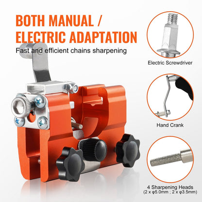 Hand Crank Chainsaw Chain Sharpener for 0.1-0.56 m Chains - Portable & Durable
