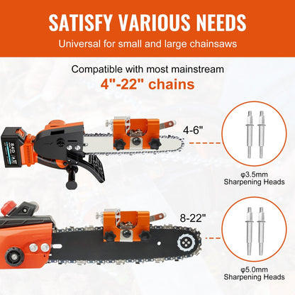 Hand Crank Chainsaw Chain Sharpener for 0.1-0.56 m Chains - Portable & Durable