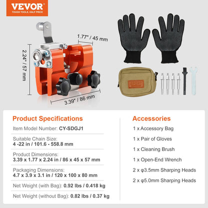 Hand Crank Chainsaw Chain Sharpener for 0.1-0.56 m Chains - Portable & Durable