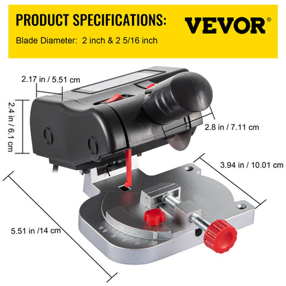 VEVOR Mini Miter Cut-off Chop Saw, Two 2-5/16" Blade of Steel and Resin with 1/2inch