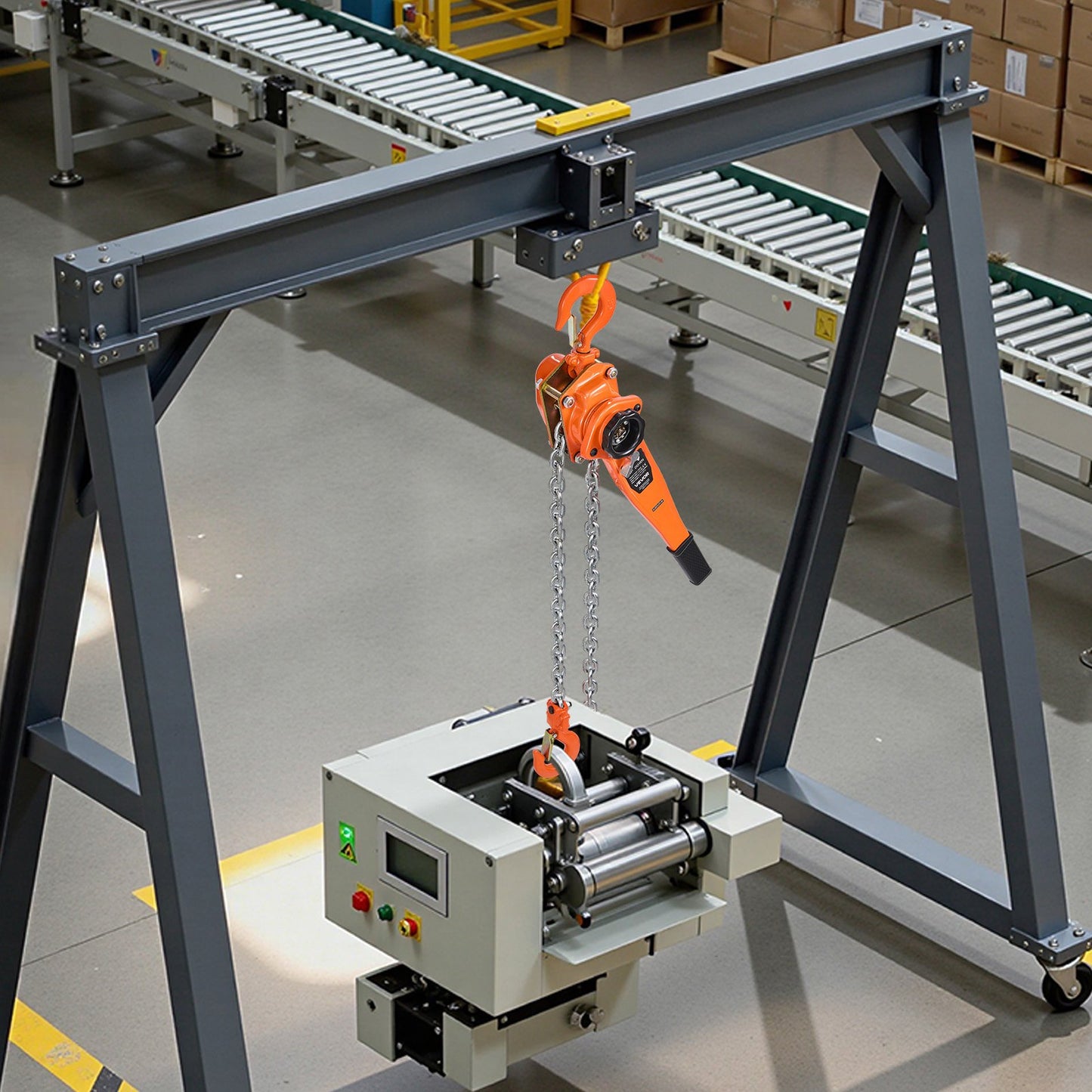 Manual Lever Chain Hoist, 3/4T 750KG Capacity Heavy Duty Come Along, 3M Lift G80 Alloy Steel Chain With Dual Pawl Mechanical Brake, 360° Rotating Hooks, for Warehouse Construction Garage