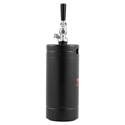 VEVOR Beer Growler Tap System, 4L Mini Keg, 304 Stainless Steel Pressurized Beer Growler, Keg Growler with Pressure Display, CO2 Regulator Faucet, Leak-Proof Ring For Draft, Homebrew, Craft Beer