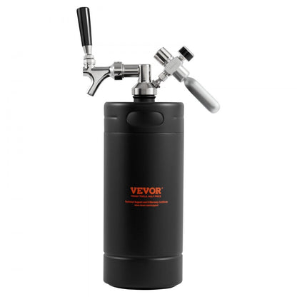VEVOR Beer Growler Tap System, 4L Mini Keg, 304 Stainless Steel Pressurized Beer Growler, Keg Growler with Pressure Display, CO2 Regulator Faucet, Leak-Proof Ring For Draft, Homebrew, Craft Beer