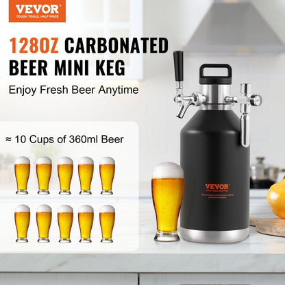4L Mini Keg Tap System, Stainless Steel, CO2 Regulator, Leak-Proof for Homebrew