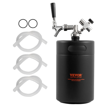 5L Mini Keg with Tap System, Stainless Steel, CO2 Regulator, Leak-Proof Design