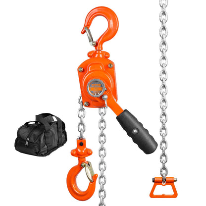 Manual Lever Chain Hoist, 0.5 Ton 3.8 kg Capacity, 1.4 m Lift with 360° Hook