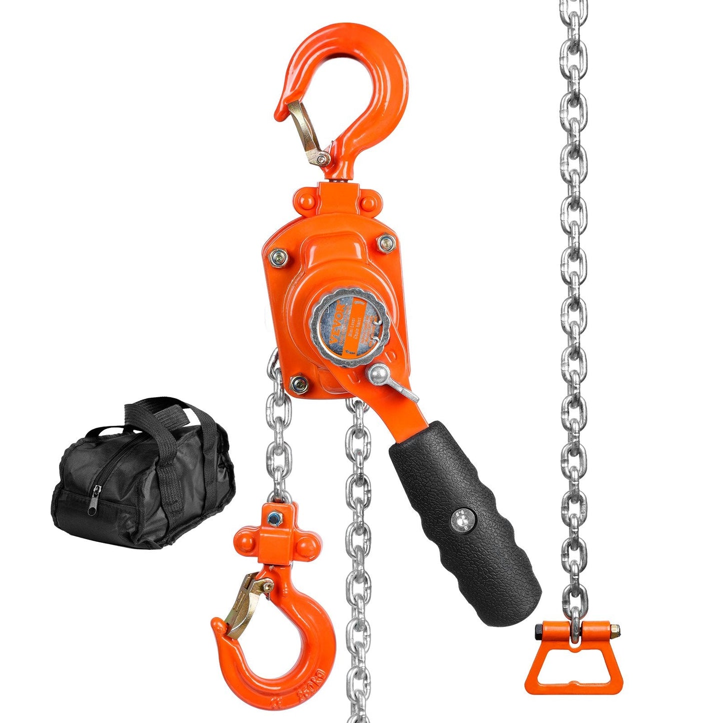 Manual Lever Chain Hoist, 0.25 Ton Capacity, 1.4 m Lift, G80 Steel, 360° Hook