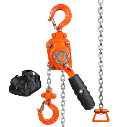 Manual Lever Chain Hoist, 0.25 Ton Capacity, 1.4 m Lift, G80 Steel, 360° Hook