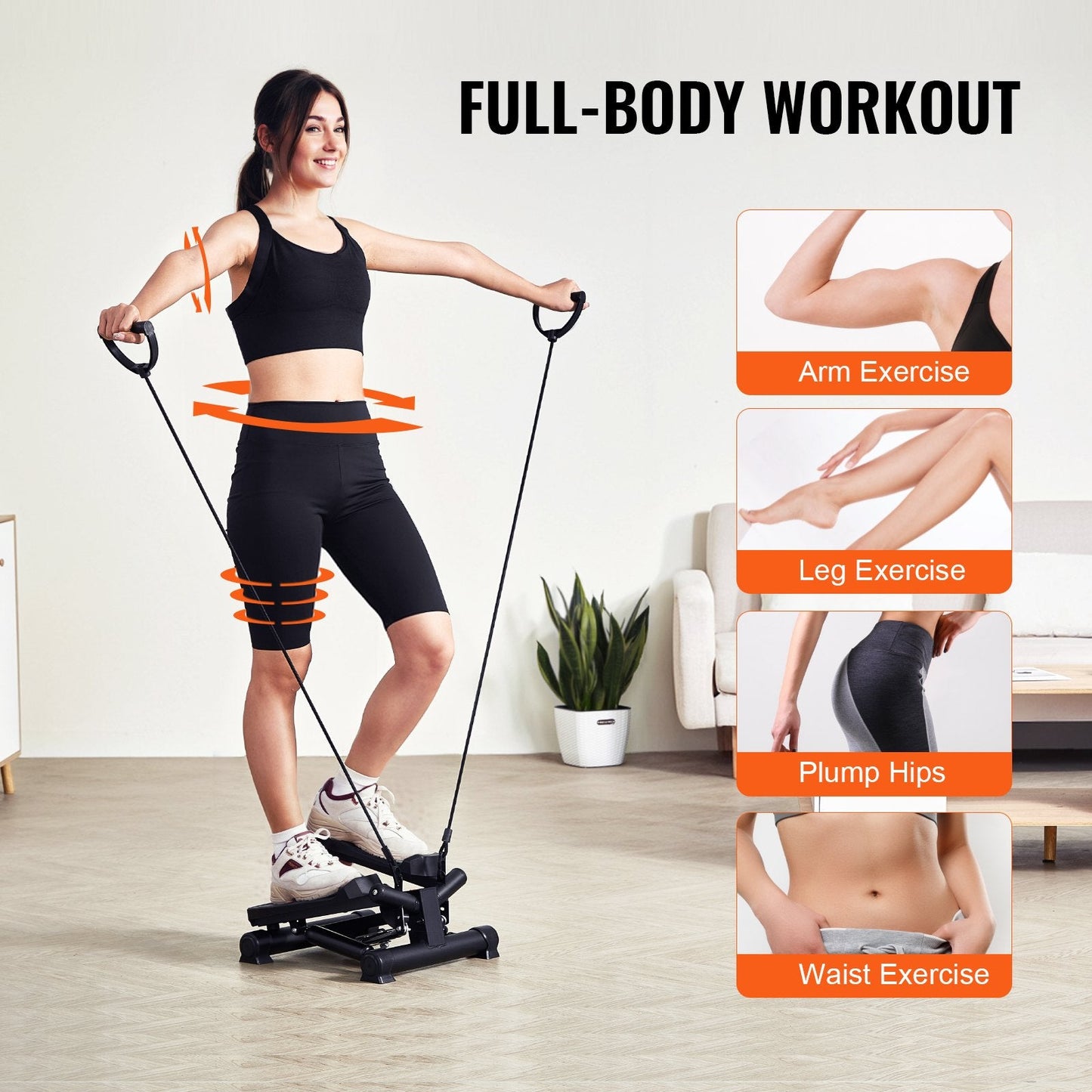 Compact Mini Stepper with Resistance Bands for Home Fitness - 150kg Capacity