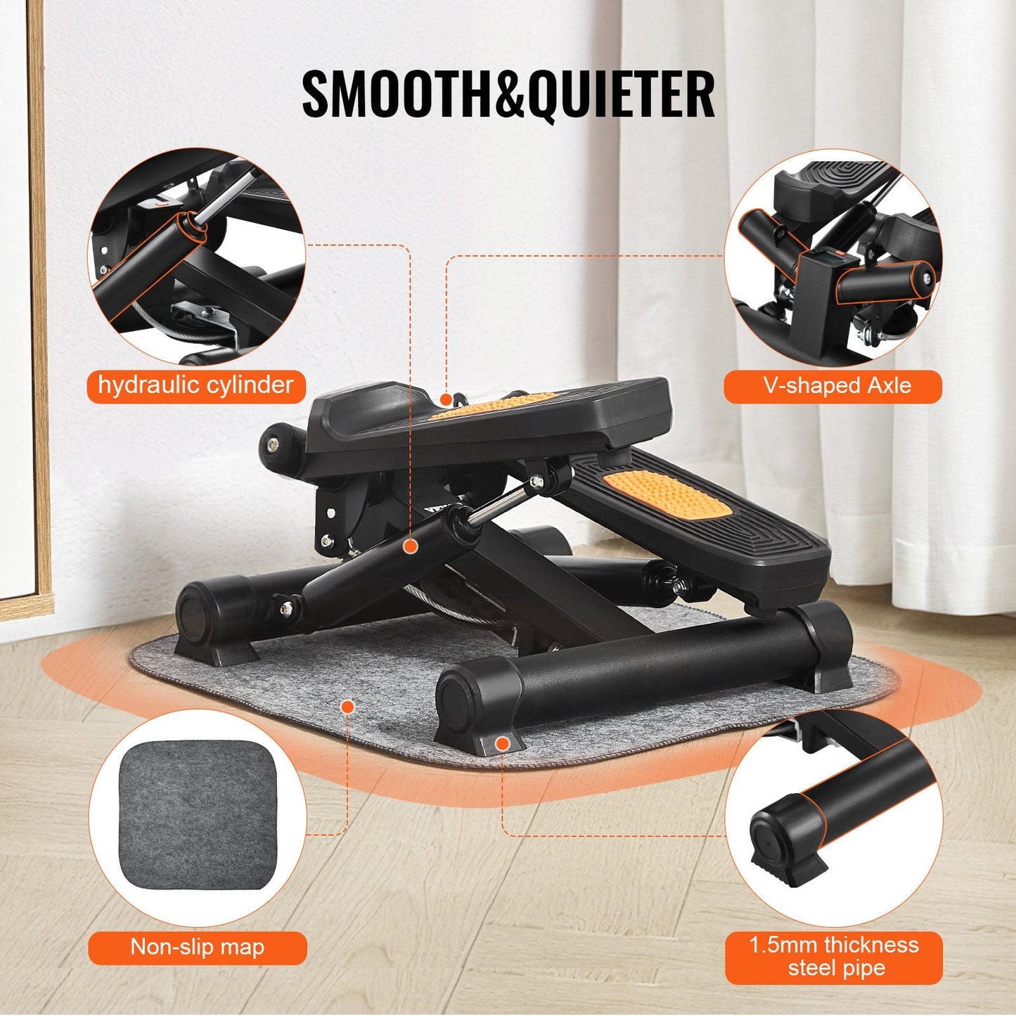 Compact Mini Stepper with Resistance Bands for Home Fitness - 150kg Capacity