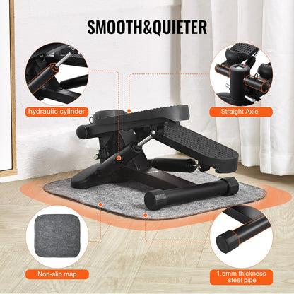 Stair Stepper, Mini Stepper for Exercise at Home, Hydraulic Fitness Stepper with Resistance Bands, Full Body Workout Cardio Equipment, Stair Climber with LCD Monitor, 330LBS Load Capacity