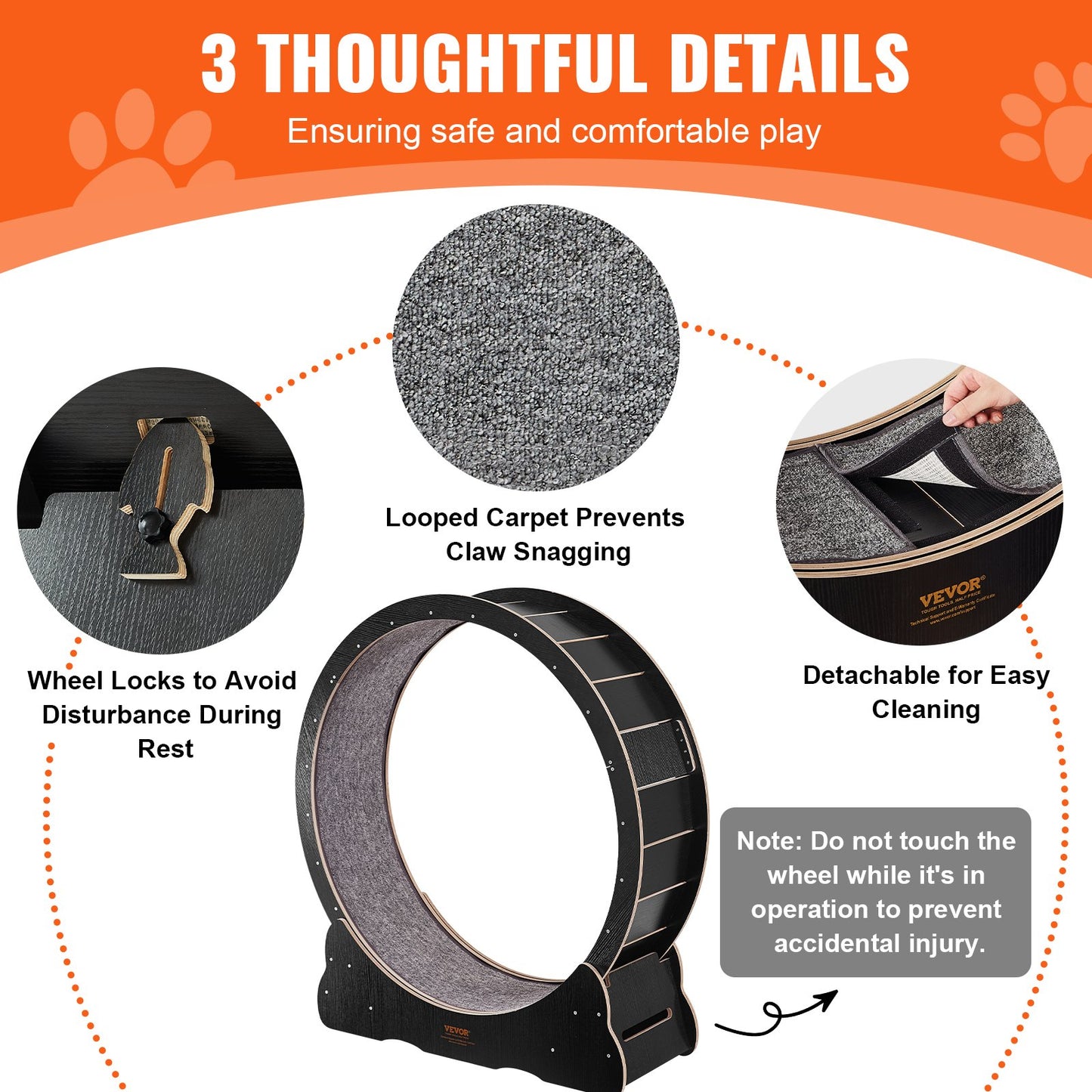VEVOR Cat Exercise Wheel, Large Cat Treadmill Wheel for Indoor Cats, 43.3 inch Cat