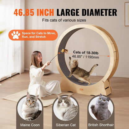 VEVOR Cat Exercise Wheel, Large Cat Treadmill Wheel for Indoor Cats, 52 inch Cat