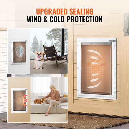 VEVOR Pet Door for Door with Lock and Magnetic Flap System Aluminum Frame Large