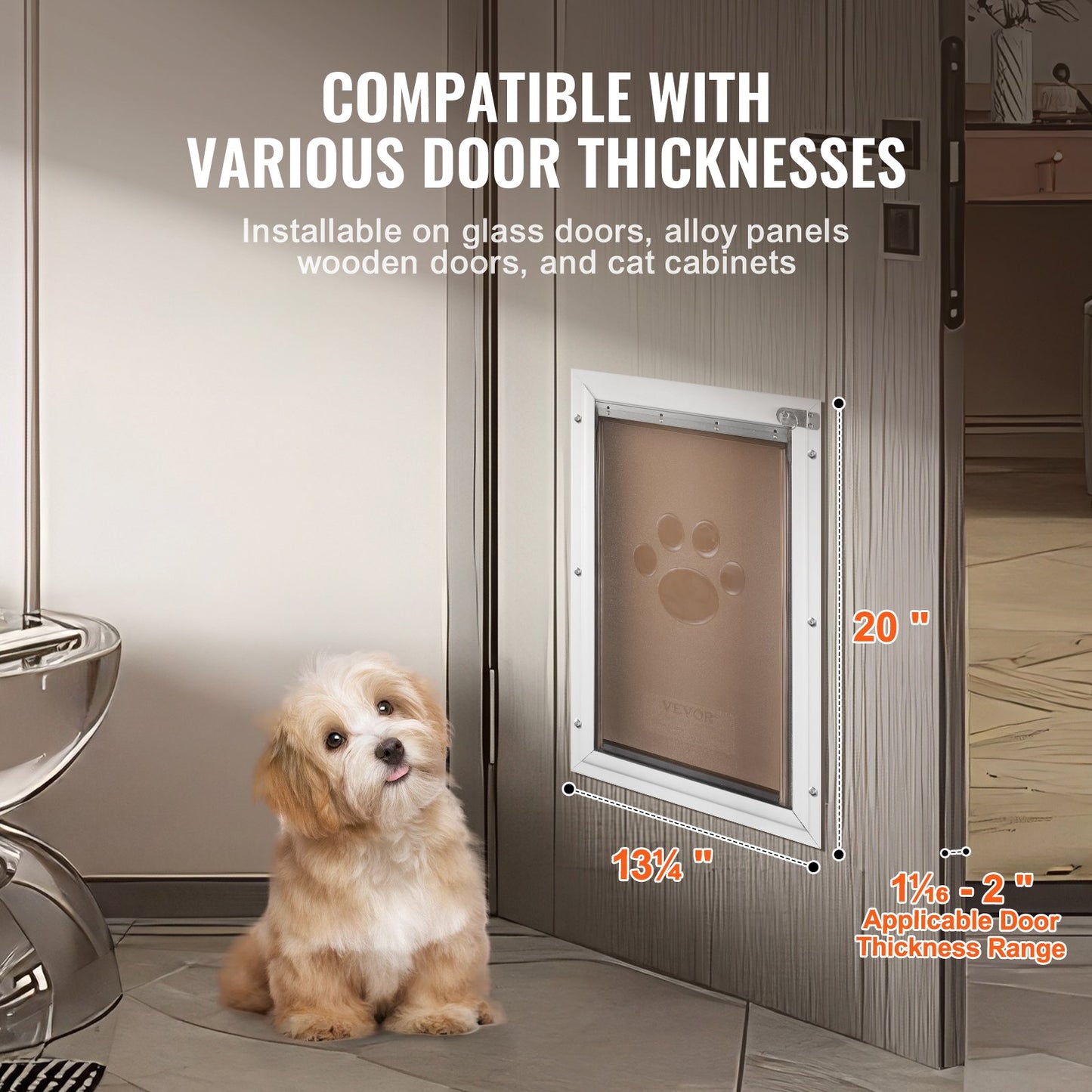 VEVOR Pet Door for Door with Lock and Magnetic Flap System Aluminum Frame Large