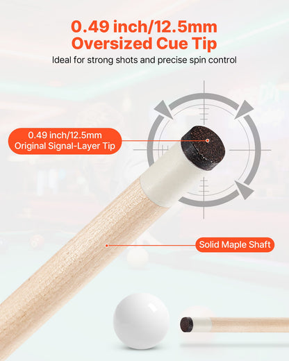 Pool Cue, 4 Pieces Pool Stick, 1473.2mm Canadian Maple Wood Billiard Pools Stick with ABS Connection Ring, Cues Sticks for Professional Pool Table, Bar, Home, Office, 510g, 538g, 566g, 595g