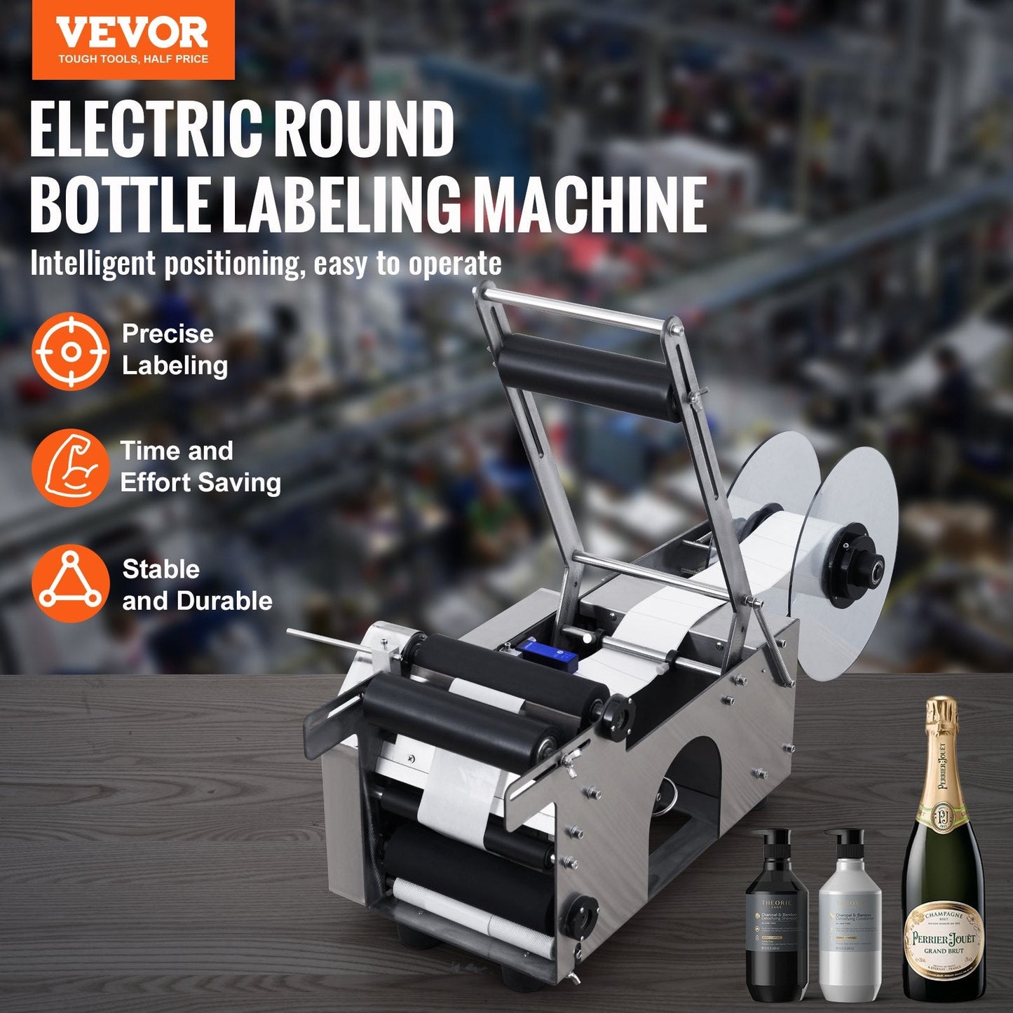Semi-Automatic Round Bottle Labeling Machine, Adjustable, 17.75 kg, 0.875 m