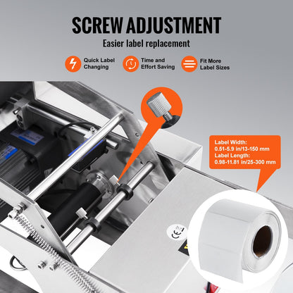 Semi-Automatic Round Bottle Labeling Machine, Adjustable, 17.75 kg, 0.875 m