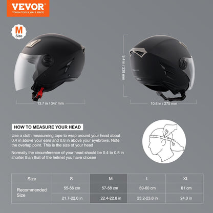 3/4-Face Motorcycle Helmet with Bluetooth, ECE Certified, 1.25 kg, Size M