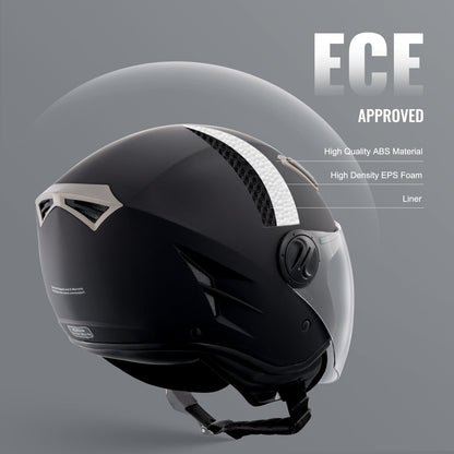 3/4-Face Motorcycle Helmet with Bluetooth, ECE Certified, 1.25 kg, Size M