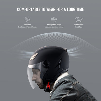 3/4-Face Motorcycle Helmet with Bluetooth, ECE Certified, 1.25 kg, Size M