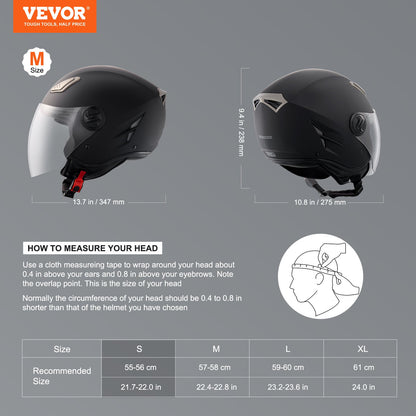 Motorcycle Helmet, 3/4-Face, Smart Street ABS & High Density Helmet with Bluetooth Communications & Interchangeable Lens, DOT Approved Comfortable Motocross Helmet, Fit for Youth & Adults