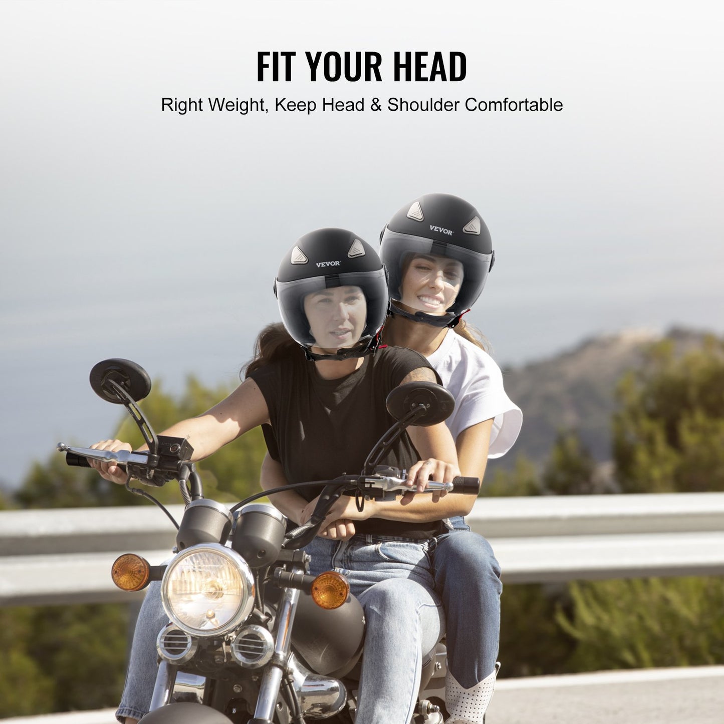 Motorcycle Helmet, 3/4-Face, Smart Street ABS & High Density Helmet with Bluetooth Communications & Interchangeable Lens, DOT Approved Comfortable Motocross Helmet, Fit for Youth & Adults