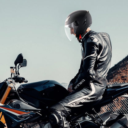 Motorcycle Helmet, 3/4-Face, Smart Street ABS & High Density Helmet with Bluetooth Communications & Interchangeable Lens, DOT Approved Comfortable Motocross Helmet, Fit for Youth & Adults