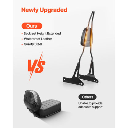VEVOR Motorcycle Backrest Sissy Bar for Harley-Davidson Dyna