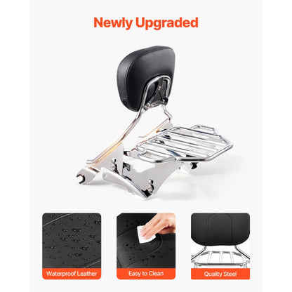 VEVOR Motorcycle Backrest Sissy Bar with Luggage Rack Harley-Davidson Touring