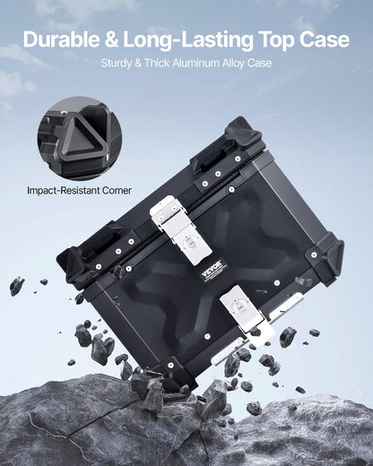 VEVOR 55L Motorcycle Top Case Universal Motorbike Tail Box with Leather Lining