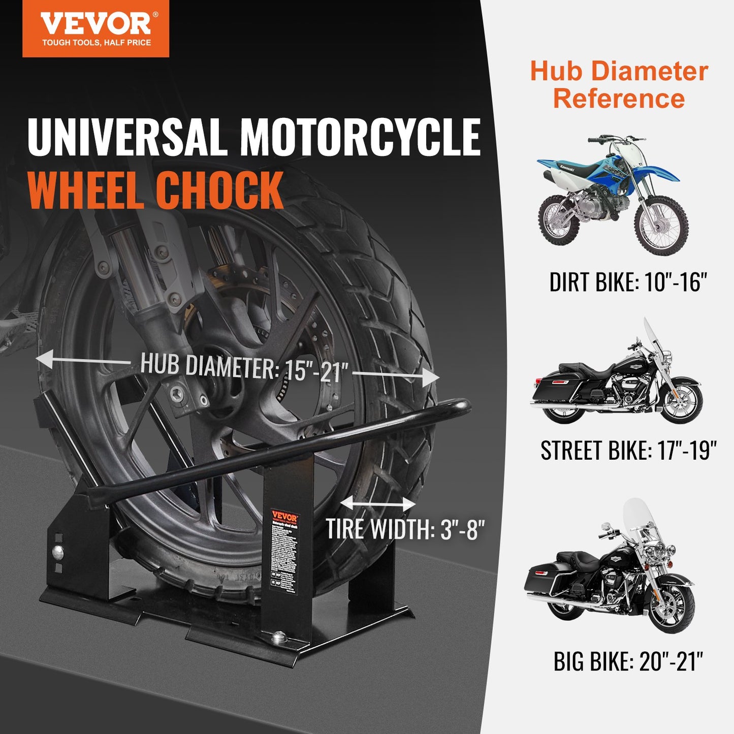 VEVOR Motorcycle Wheel Chock, 816.5 kg Capacity Wheel Cradle Holder, Heavy-duty