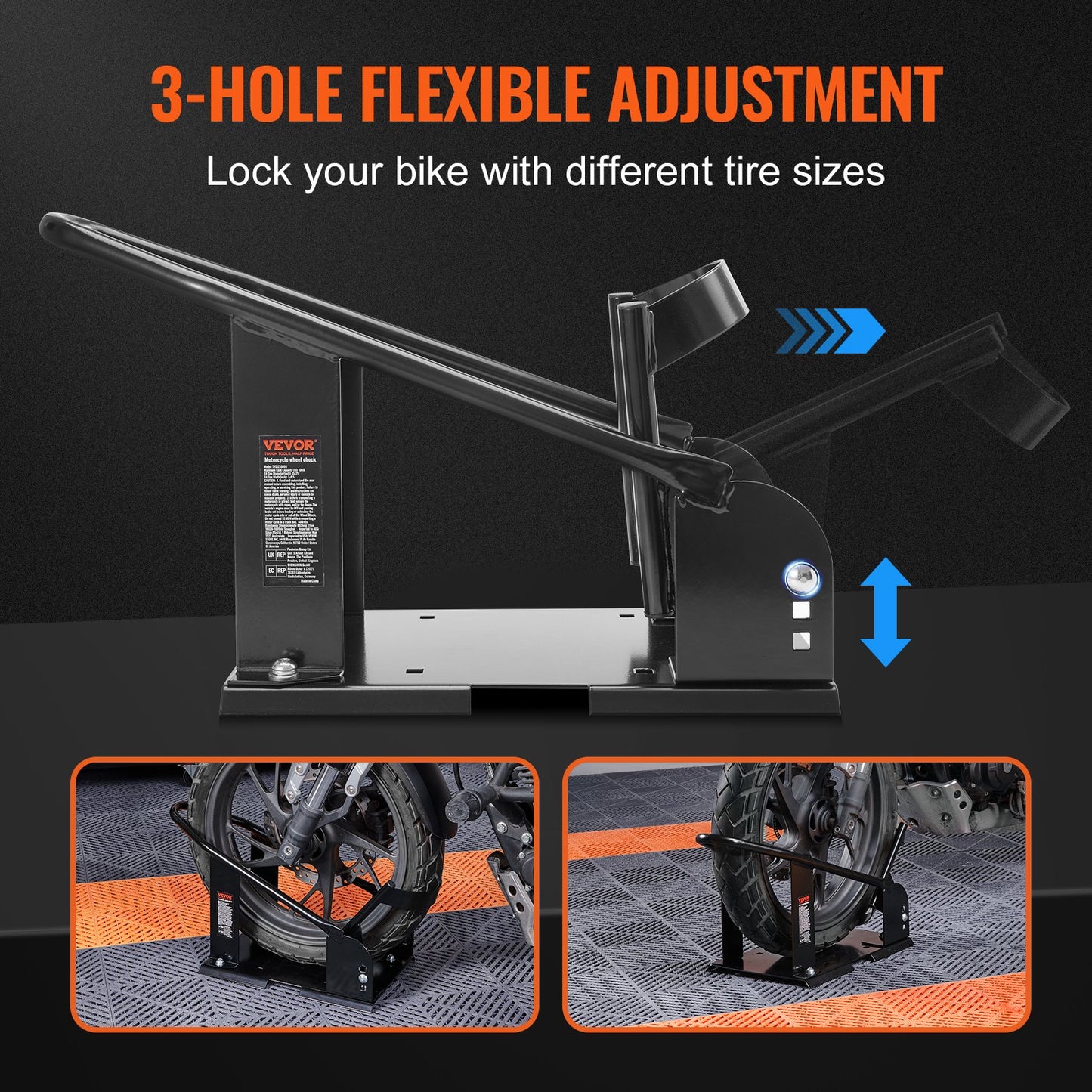 VEVOR Motorcycle Wheel Chock, 816.5 kg Capacity Wheel Cradle Holder, Heavy-duty