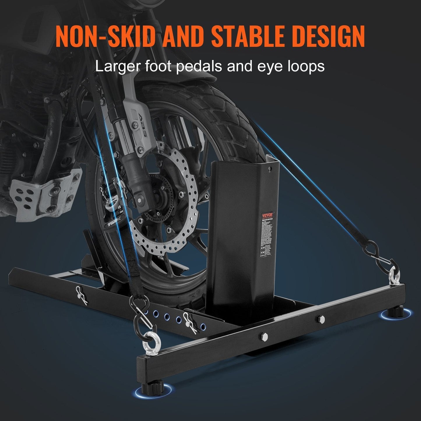 Heavy-Duty Steel Motorcycle Wheel Chock, 816.5 kg Capacity, Adjustable Stand