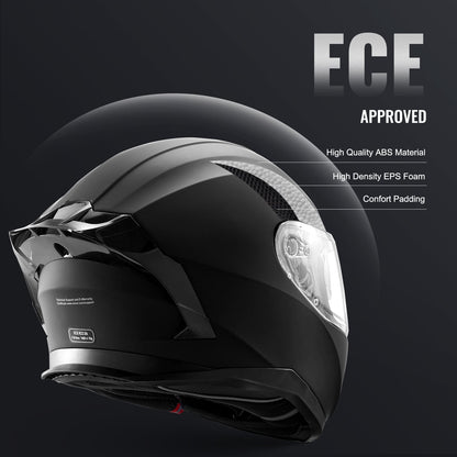 Full Face Motocross Helmet with Bluetooth Slot and Sunshade Lens, Size XL
