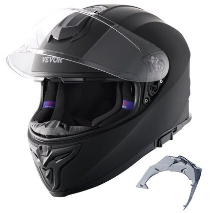 Full Face Motocross Helmet with Bluetooth Slot and Sunshade Lens, Size XL