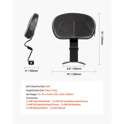 Motorcycle Backrest Sissy Bar for Harley-Davidson Touring 310mm