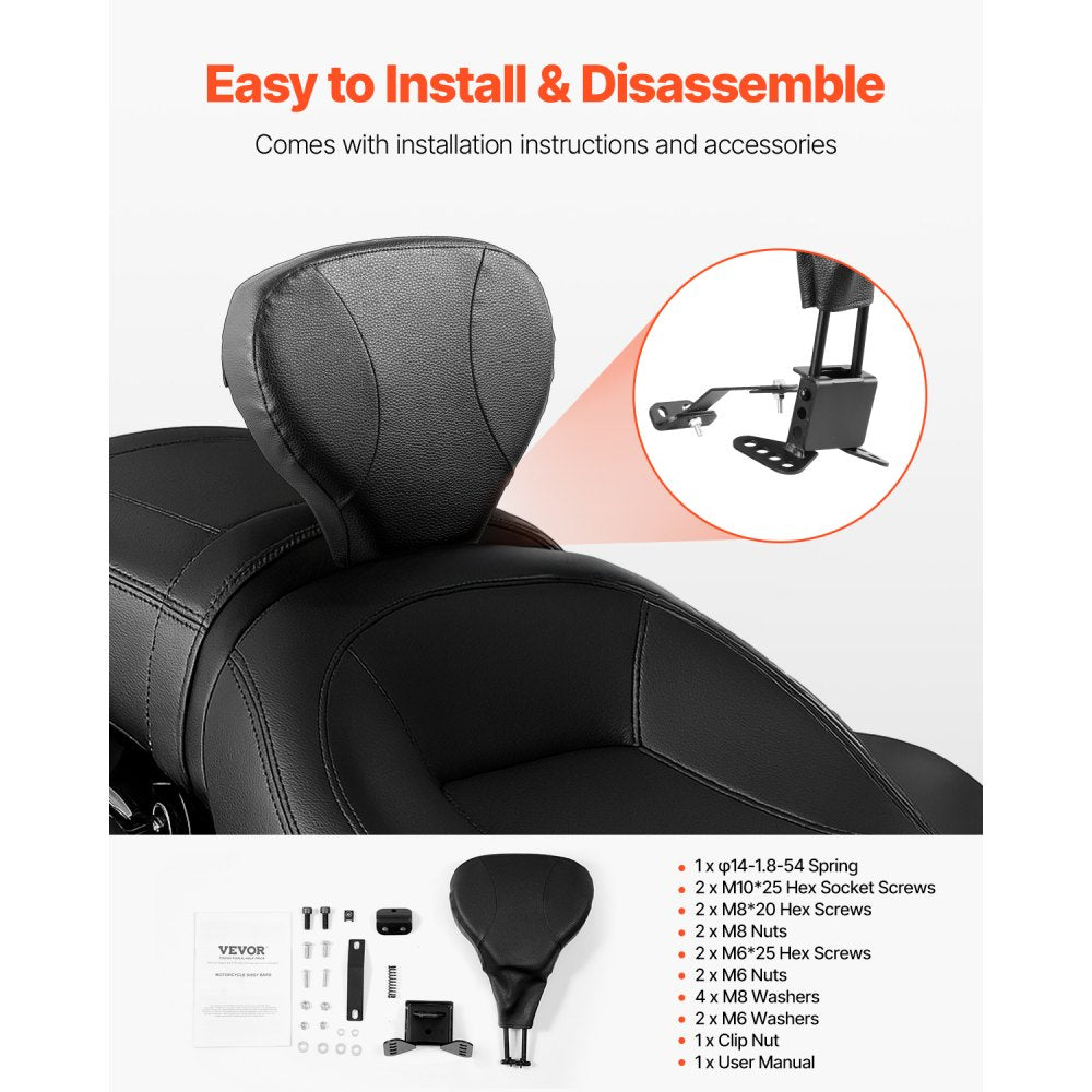 VEVOR Motorcycle Rider Backrest Sissy Bar for Harley Touring Models 2009-2024