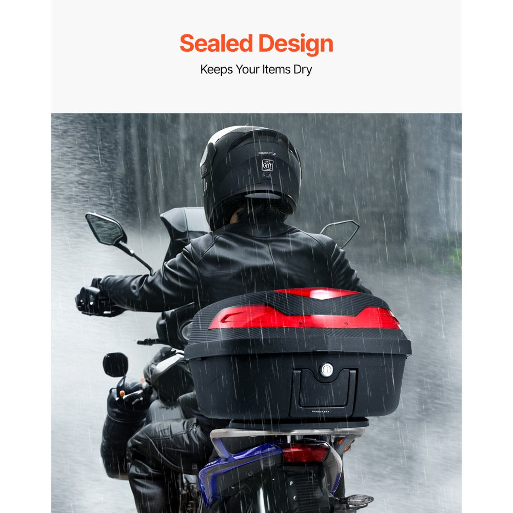 VEVOR 48L Motorcycle Top Case Universal Motorbike Tail with Reflective Panel