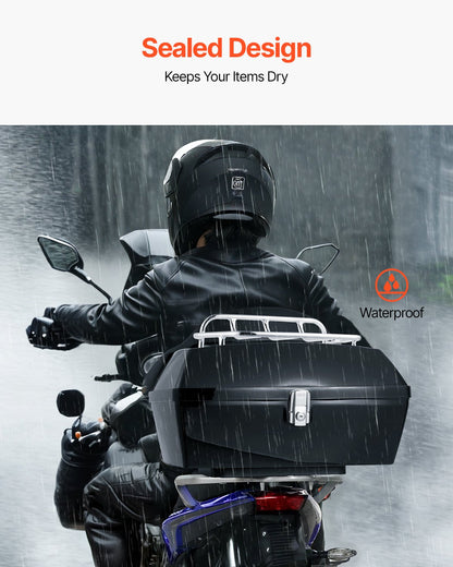 VEVOR 48L Motorcycle Top Case Universal Motorbike Tail with Reflective Panel