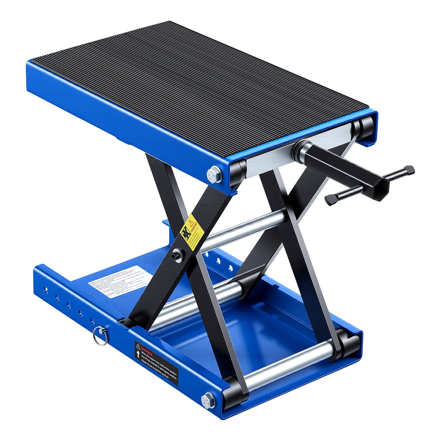 Motorcycle Lift, 499 kg Motorcycle Scissor Lift Jack with Wide Deck & Locking Pin, 95-340 mm Center Hoist Crank Stand, Steel Scissor Jack for Street Bikes, Cruiser Bikes, Touring, Blue/Black