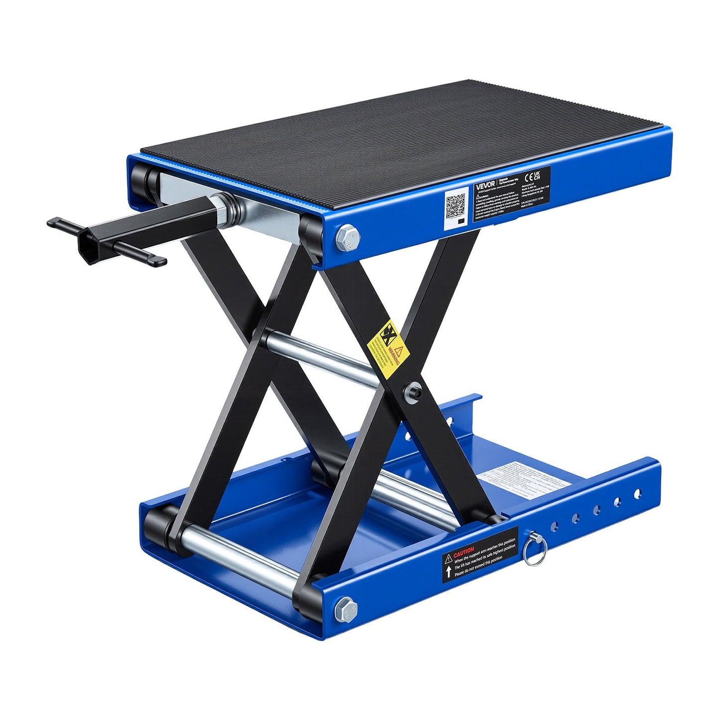 Motorcycle Lift, 499 kg Motorcycle Scissor Lift Jack with Wide Deck & Locking Pin, 95-340 mm Center Hoist Crank Stand, Steel Scissor Jack for Street Bikes, Cruiser Bikes, Touring, Blue/Black