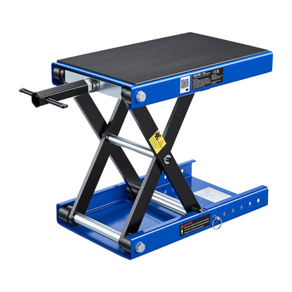 Motorcycle Lift, 499 kg Motorcycle Scissor Lift Jack with Wide Deck & Locking Pin, 95-340 mm Center Hoist Crank Stand, Steel Scissor Jack for Street Bikes, Cruiser Bikes, Touring, Blue/Black