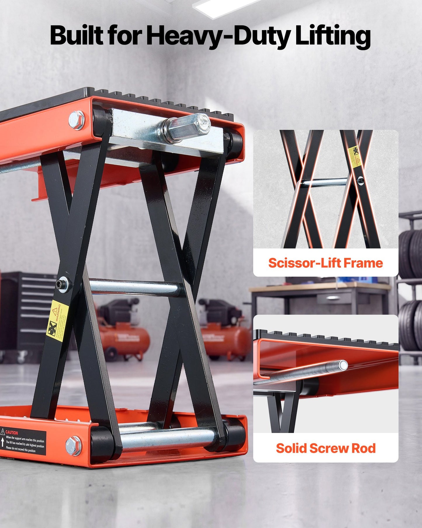 Motorcycle Lift, 680 kg Motorcycle Scissor Lift Jack with Wide Deck & Locking Pin, 105-350 mm Center Hoist Crank Stand, Steel Scissor Jack for Street Bikes, Cruiser Bikes, Touring Motorcycles