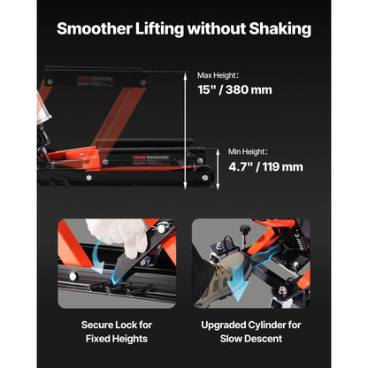 VEVOR 1500lbs Hydraulic & Pneumatic Motorcycle Jack Lift Hoist Stand 2 Casters