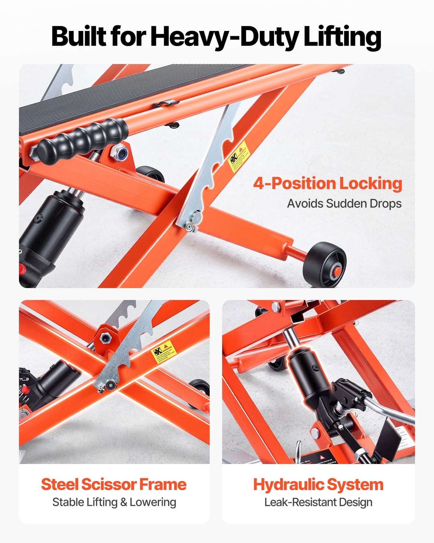 Hydraulic Motorcycle Lift Jack, 499 kg Capacity, Scissor Lift Jack Portable Motorcycle Hoist Stand with 6 Wheels, 120-385 mm Height Range, Hydraulic Foot-Operated Hoist Stand for Dirt Bikes