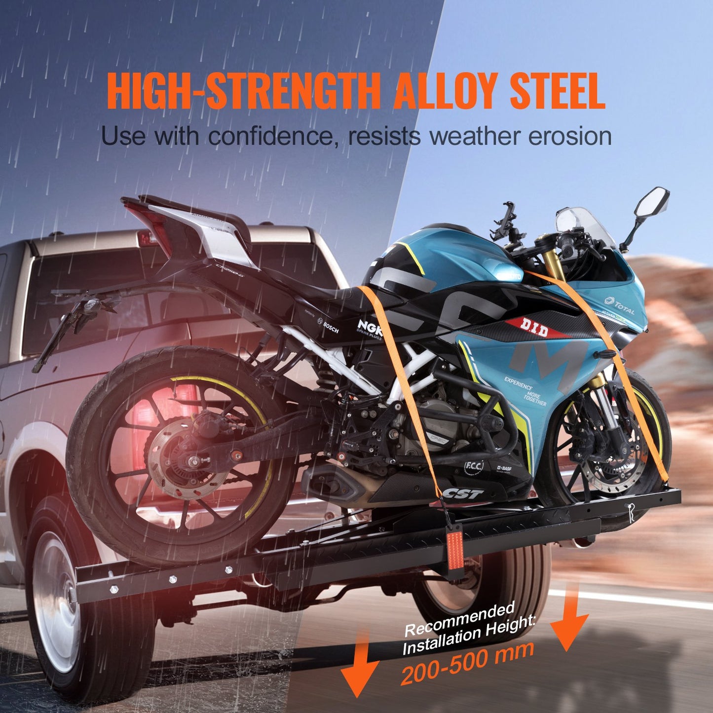 VEVOR Motorcycle Carrier, 600 LBS Steel Motorcycle Carrier Hitch Mount with Loading